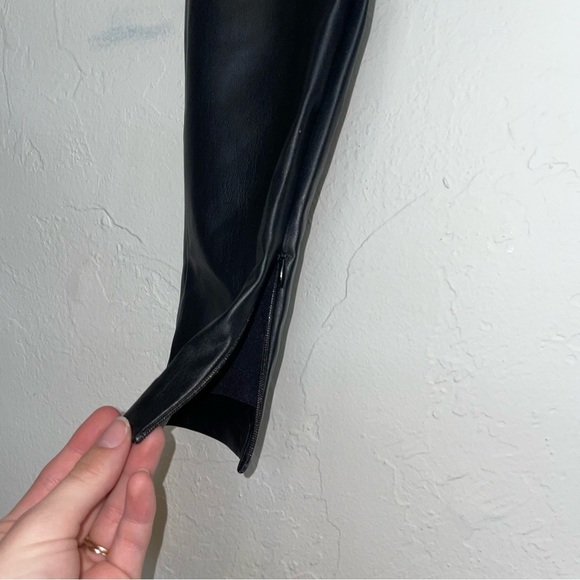 Zara Faux Leather Zip Split Ankle High Waisted Slim Straight Pants - Picture 7 of 10